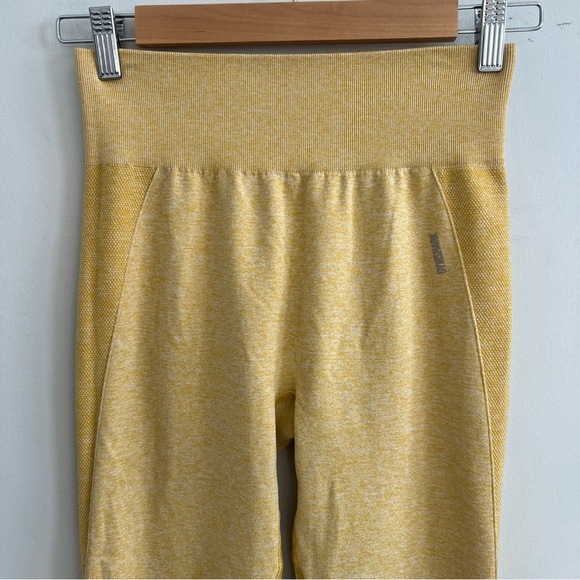 Gymshark Flex High Waisted Seamless Yellow Leggings Yoga Active Fitness Workout - Picture 3 of 6